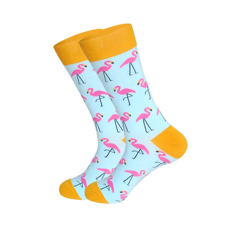 Компрессионные Мужские носки для скейтборда в стиле хип-хоп, Зебра, фламинго, цветные рисунки, забавные брендовые дизайнерские гольфы - Цвет: Ostrich