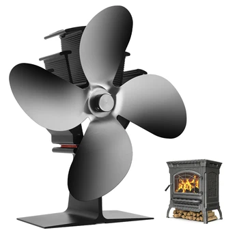 

Heat Powered Stove Fan 122°F Start 4 Blades for Home Wood Log Burning Fireplace Circulating Warm Air Saving Fuel Efficiently