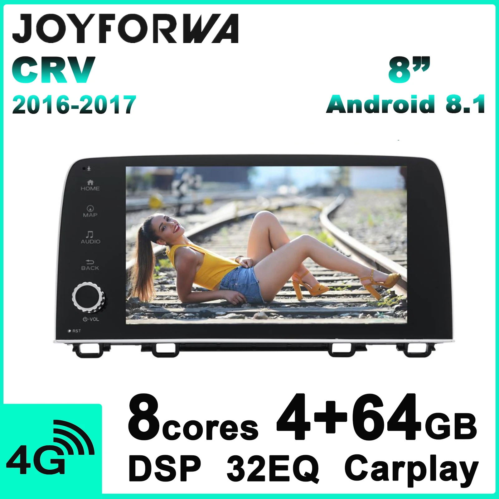 

9" Android 8.1 Car Stereo Radio Audio Player for Honda CRV 2016-2017 GPS DSP SPDIF 4GSIM Carplay Subwoofer DVR OBD DAB Bluetooth