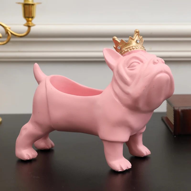 Скандинавский креативный Bulldog Настольный органайзер для хранения декоративные украшения современный домашний вход гостиная коробка для хранения - Цвет: Розовый