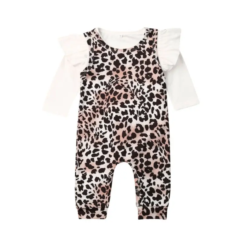 

New Toddler Baby Girl Infant Clothes Tops Leopard Jumpsuit Pants Outfit Tracksuits
