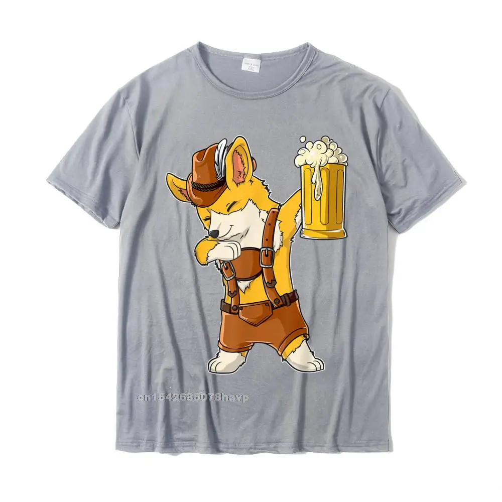 Hip hop Crew Neck T-Shirt Summer Fall Tops Tees Short Sleeve Wholesale 100% Cotton Unique Tops Tees Custom Mens Dabbing Corgi T shirt Oktoberfest Lederhosen Men Prost Beer__2391. grey