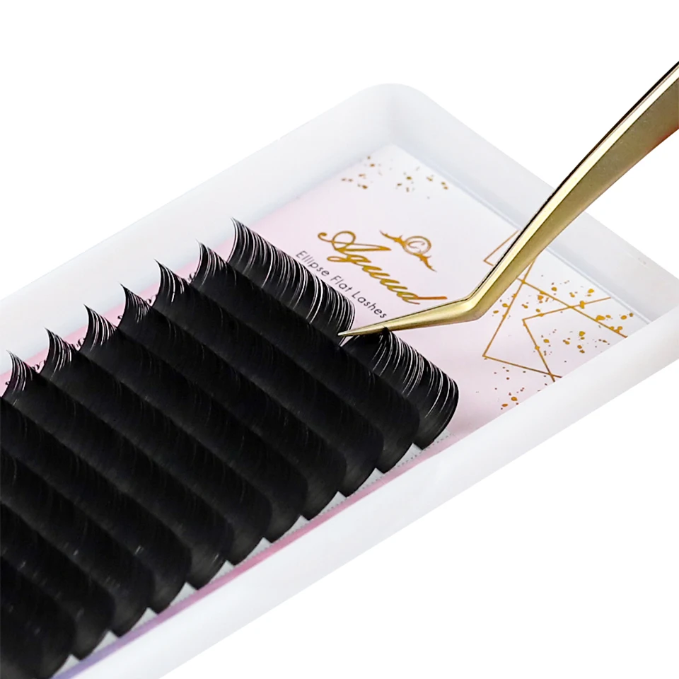 AGUUD ellipse flat False Eyelash Extension natural soft Split-tips flat lash extension ellipse individual Faux Mink Flat Lashes