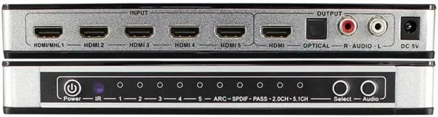 HDMI переключатель 5x1 HDMI аудио выключатель экстрактора er 4K x 2K 3D 5 Порты и разъёмы HDMI аудио выключатель экстрактора конвертер для PS3, PS4 4
