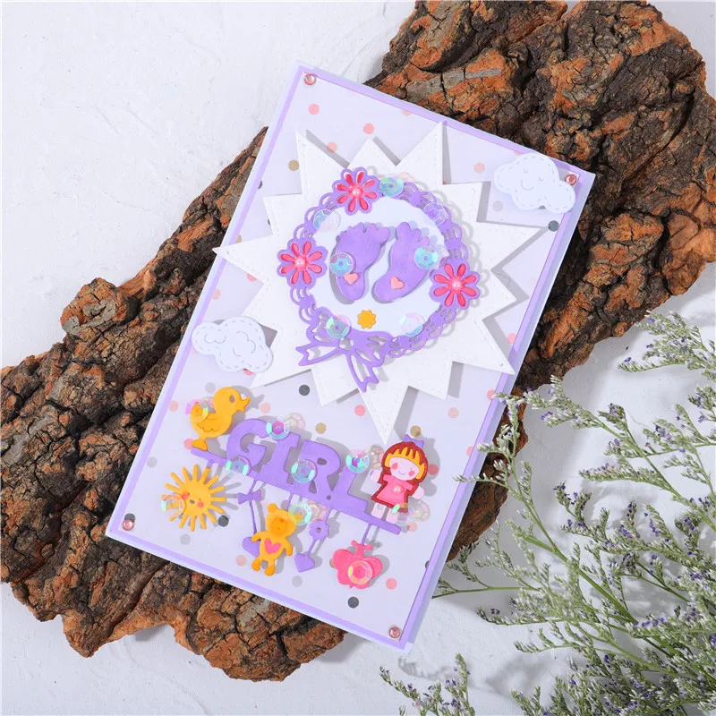 InLoveArts Baby Footprint Dies Boy Girl Word Metal Cutting Embossing Stencil Scrapbook Template Punch Paper Crafts New 2020 | Дом и сад