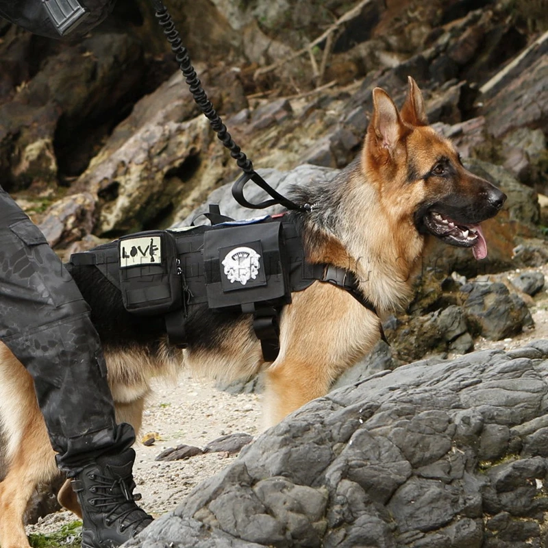 Tactical Military Dog Training Vest Molle Hunting Nylon k9 Service Harness with Handle Clothes for Hiking Outdoor | Спорт и