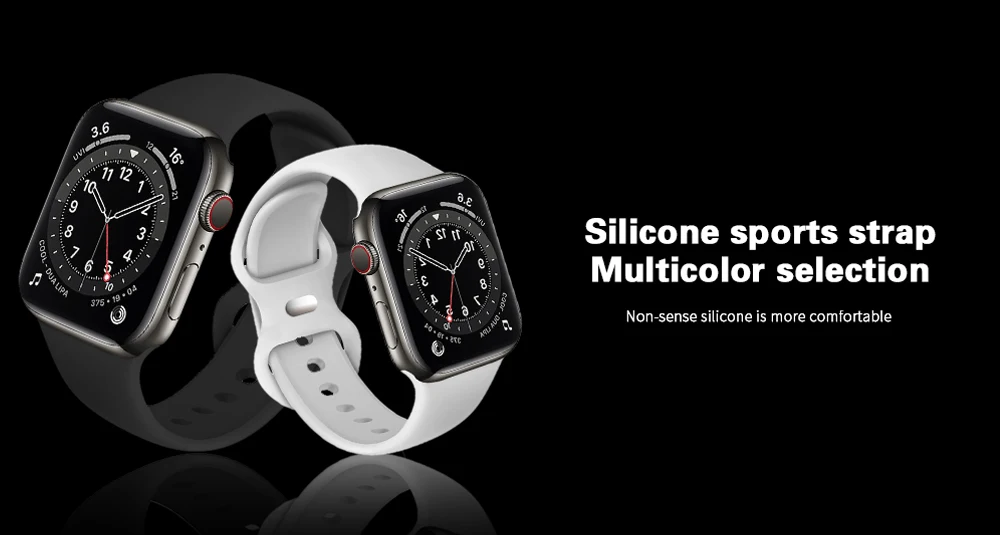 Silicone Sport Band For Apple Watch Series Se 6 543 44mm 40mm Smart Bracelet Watchband Pin Tuck Strap on iWatch 7 38mm 42mm 41mm