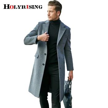 2020 over the knee long men's fashion slim wool coat luxury business gentleman Pea Coat Male Trench Coat Overcoat 19454 1