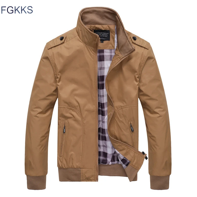 FGKKS мужской тонкий бомбер Куртки Пальто осенние мужские Модные приталенные куртки пальто мужские повседневные куртки в уличном стиле