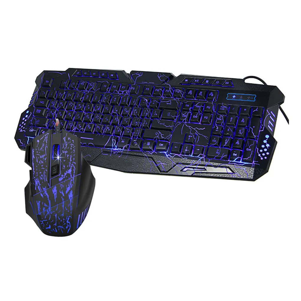 

Russian/English LED Backlit Gaming Keyboard Mouse Set 1800DPI USB Wired Keyboard Mouse Combo Breathing Light Mice Keypad Set