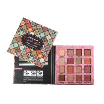 

16 Colors Dazzling Pumpkin Color Lustre Matte Earth Color Beginners GIRL'S Waterproof Makeup Eyeshadow Compact with Mirror