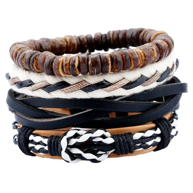 

2020 The latest Popular European and American Style Simple and Retro Woven Lleather Bracelet, hand rope, leather bracelet, m