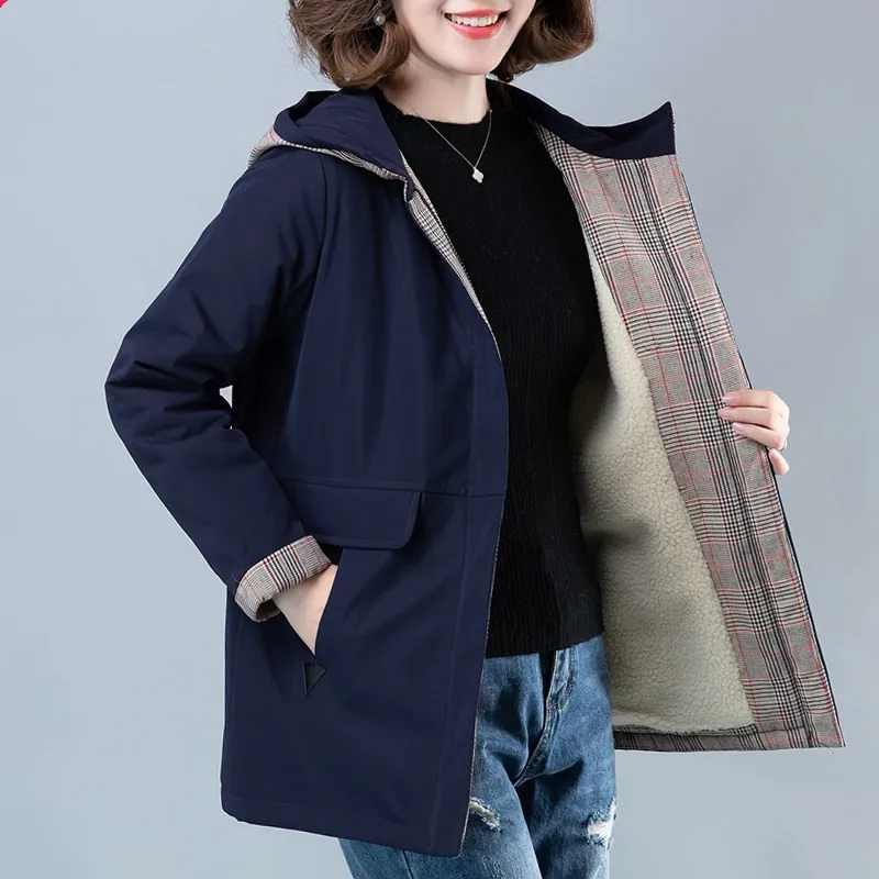 Женская хлопковая одежда с капюшоном, Женская хлопковая куртка, 5XL, для среднего возраста, плюс бархатное толстое пальто, высокое качество, Женская куртка большого размера