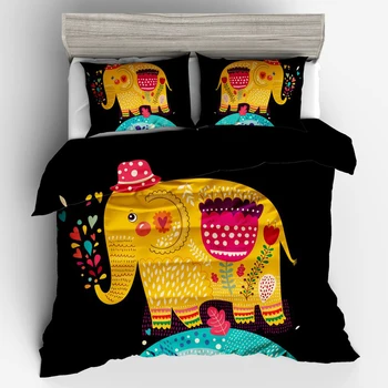 

3D Bohemia Elephant Printed Animal Bedding Set Fashion Pillowcase Duvet Cover Sets 3pcs Home Textile Family Bed Sets Bed Linings