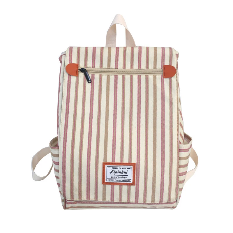 

2019 Autumn New Fashion Nylon Cloth Striped Student Backpack Computer Bag Hiking Backpack Large Capacity Campus Girl Backpack