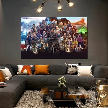 

Frame Work Painting Game of Thrones Movie Poster HD Wall Picture Home Decor US TV Series Figure Canvas Art Painting Wall Sticker