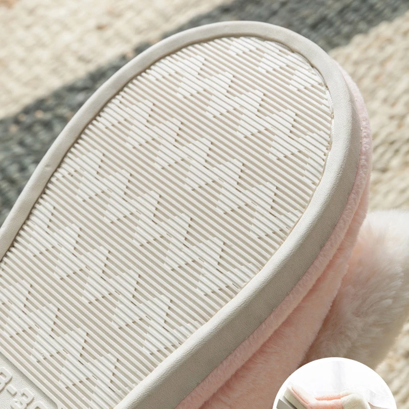 SWQZVT Rabbit women furry slippers cartoon cut warm pink bedroom ladies slippers with fur home sleepers winter shoes women 2020 (16)