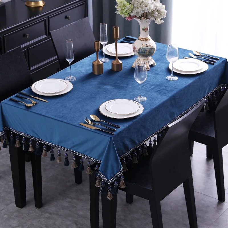 Luxury Small/Big Square Table Cloth Cover Noble Solid Velvet Rectangle Elegant Tablecloths Dustcloth Tablecloth Tassel Tapete | Дом и сад