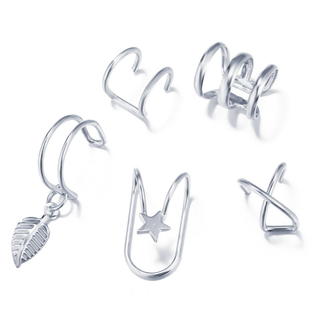 2021 Fashion Gold Color Ear Cuffs Leaf Clip Earrings for Women Climbers No Piercing Fake Cartilage Earring Accessories