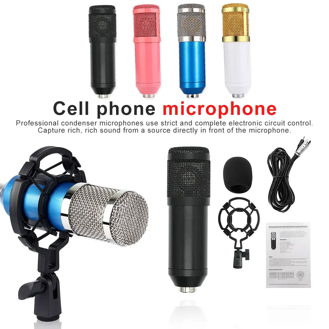 

Audio Vocal Record Professional Microphone Condenser Microphone Kits Bundle for Computer studio Studio microphone