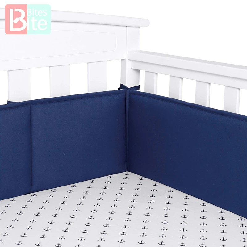 

Baby Safe Crib Bumper Pads for Standard Cribs Machine Washable Padded Crib Liner Thick Padding for Nursery Bed 100% Cotton