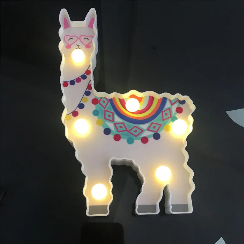 Новое обновление 3D роспись Альпака светодиодный Ночной светильник на батарейках Милые настольных ночные светильники для детей подарок дракон животных Стиль домашнего освещения - Испускаемый цвет: 1PCS