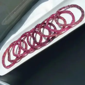 

Genuine Natural Red Tourmaline Quartz Colorful Clear Anacus Beads Bracelet 5mm Rare Brazil Women Men Crystal AAAAAA