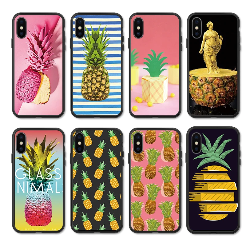 Для iPhone 11 Pro Max XR XS MAX X pine apple ретро для 8 7 6 5S s Plus Силиконовый ТПУ ударопрочный чехол |