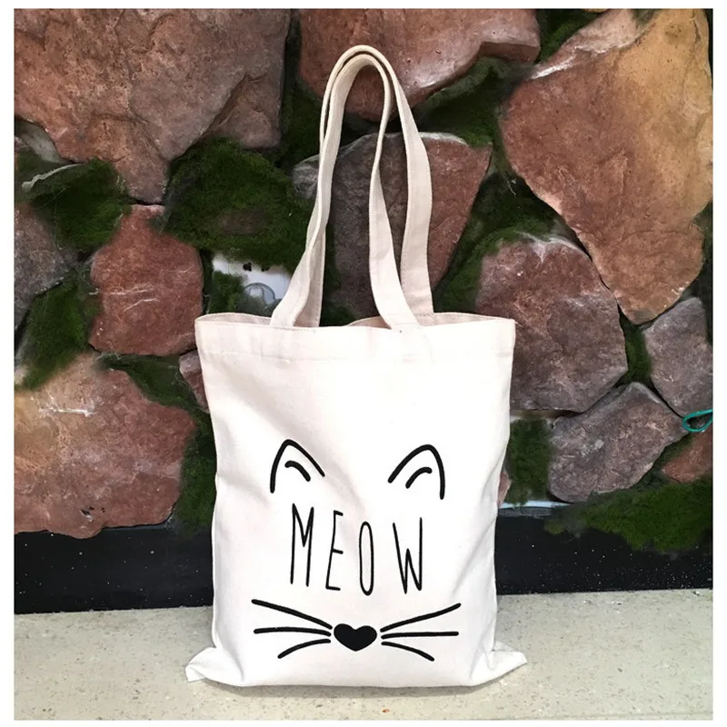 Тканевая сумка серии Cute Cat многоразовая продуктовая Большая складная для покупок