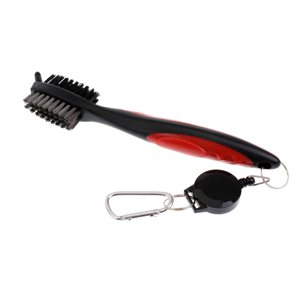 Portable Double Sided Golf Club Brush and Club Groove Cleaner with Retractable