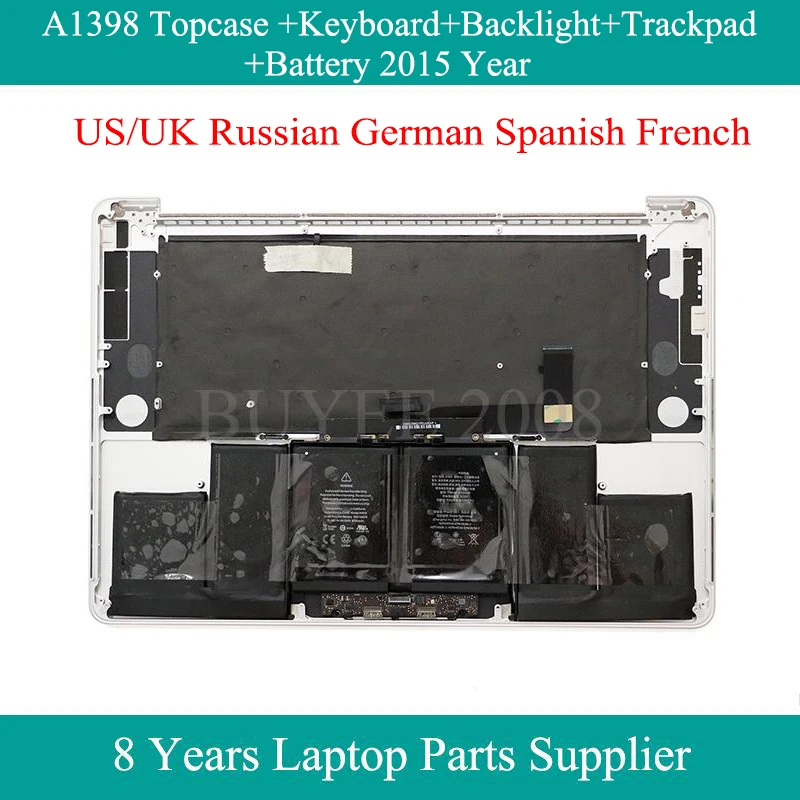 

For Macbook Pro Top Case A1398 Topcase Keyboard Backlight Trackpad A1618 Battery US UK Russian German Spanish French Azerty 2015