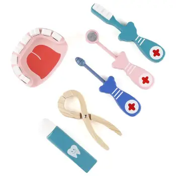 

Wooden Toys Funny Pretend Play Real Life Cosplay Game Toy Dentist Medicine Box Pretend Play for kids best gifts