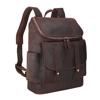 

TIDING Rustic Full Grain Leather 15.6" Laptop Backpack Travel bag Schoolbag Adventure bag with YKK Metal Zippers