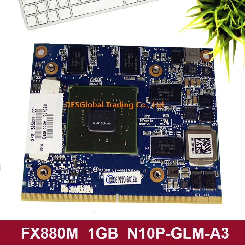 

Original FX880m FX 880M LS-4951P N10P-GLM-A3 595821-001 DDR3 1GB VGA Video Graphics Card For EliteBook 8540P 8540W 100% Test