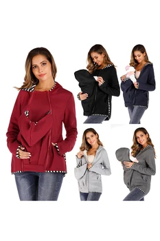 

2019 new multi-functional casual mother kangaroo hooded long-sleeved hoodies autumn and winter clothes nursery bag top hoodies