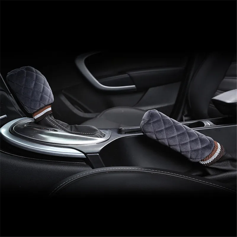 Diamond pattern Gear cover Hand brake Suit soft Plush winter Keep warm Matching Set Universal For chevrolet hyundai Volvo | Автомобили и