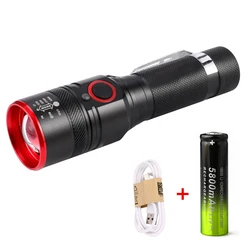 T6 LED Portable Telescopic Zoom Flashlight Powerful High Brightness Night Fishing Strong Torch Searchlight Outdoor Camping