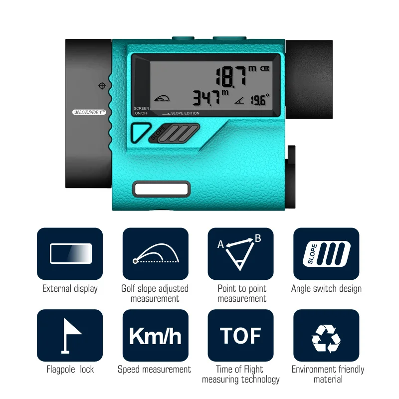 Mileseey PF3S Golf Laser Rangefinder Telescope 600m Laser Distance Meter Golf hunting Laser Range Finder with Flag-Lock 1500m