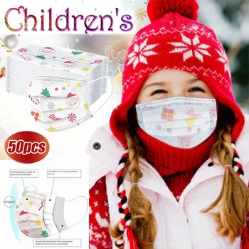 

50PC Children Safety Air Fog Christmas Protection Three Layer Disposable Face Mask Daily Care Santa Claus face mask fashion