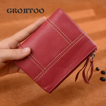 

GROJITOO Change Purse New Women's wallet short leather sheepskin thin zipper change wallet card bag