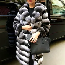 

Fashion Long Real Rex Rabbit Fur Coat for Women Winter Outwear High Quality Full Pelt Natural Rex Rabbit Fur Coats Lapel Collar