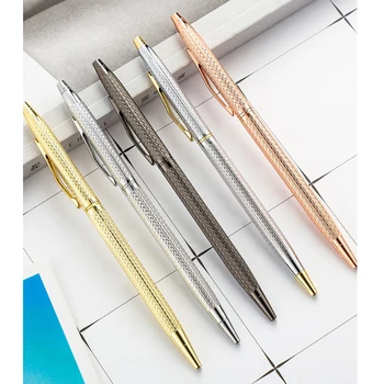 

5pcs/lot fashion creative high-end engraved metal office ballpoint pen business gift advertising pens black blue ink custom logo