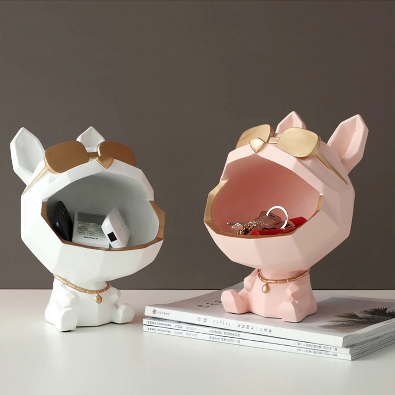 Big Mouth Cool Dog Statue Storage Box Table Decor Miniature Figurine