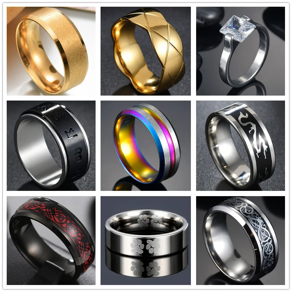Men's Stainless Steel Anti Allergy Ring Hotsale Hip Hop Men Rings for