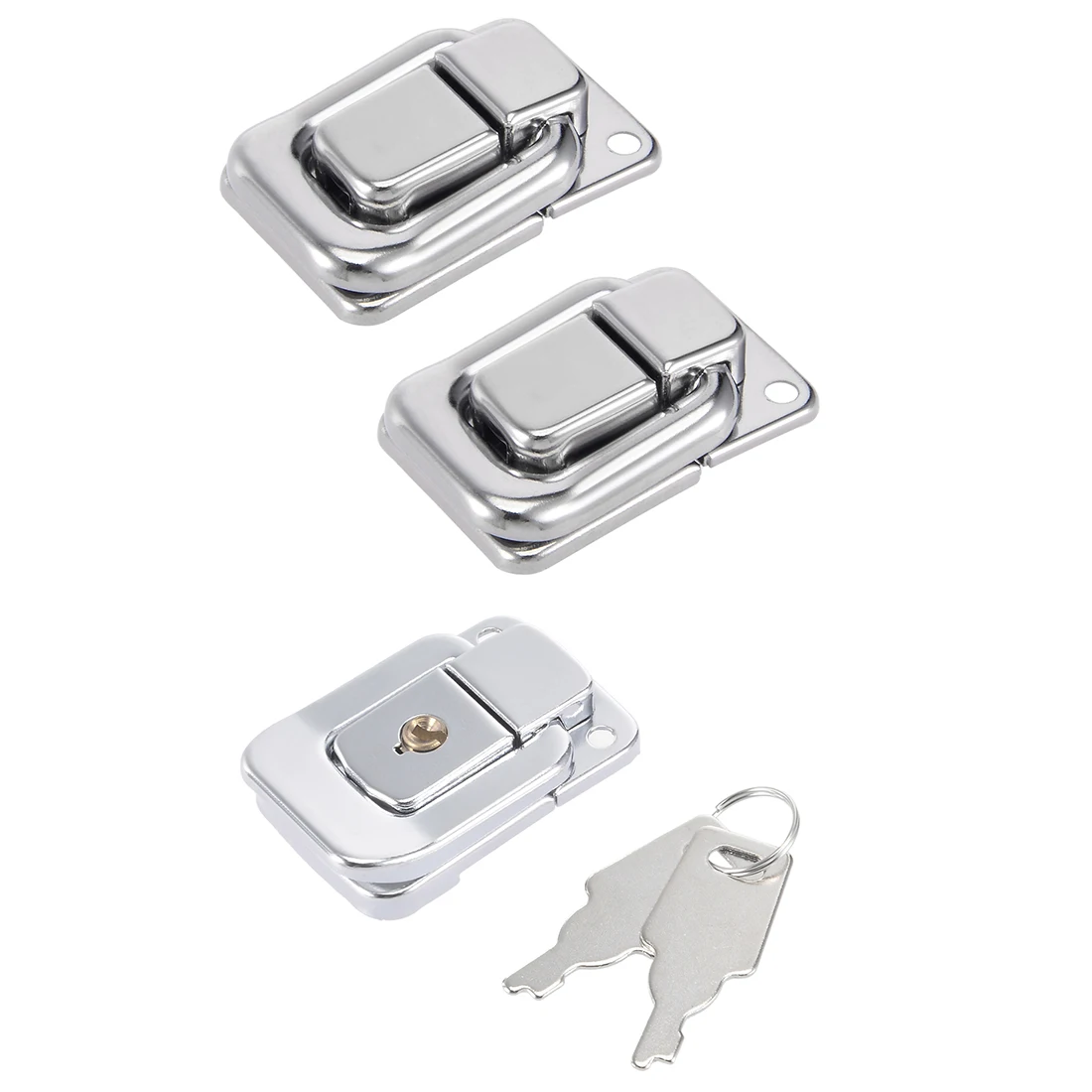 

uxcell 1/2/6pcs 38mmx26mm/47mmx31mm Hasp Catch Lock Iron with Chrome Plated for Toolbox Cabinet Toggle with Keys