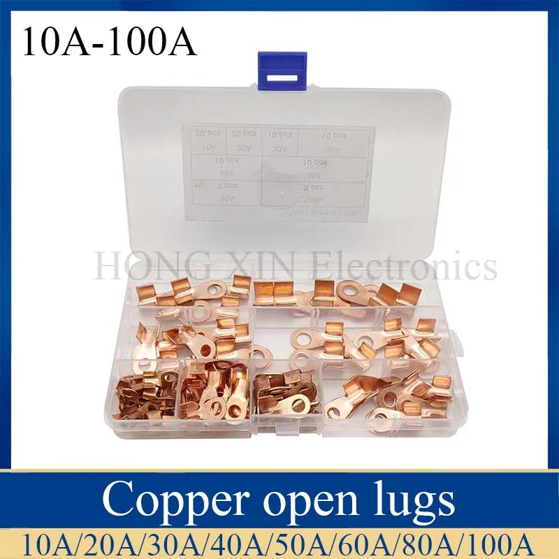 

90pcs open lugs Cable Connector Ring Lug Car Open End Crimp Ring Terminals Connector Spade Electrical Wire