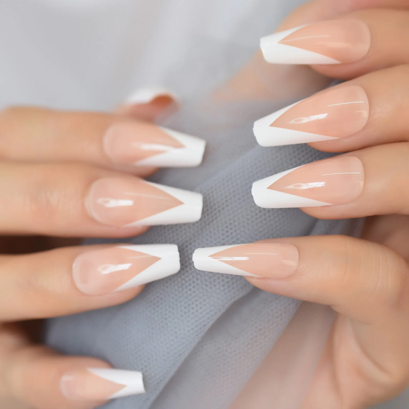 Acrylic Fancy French Manicure - Temu