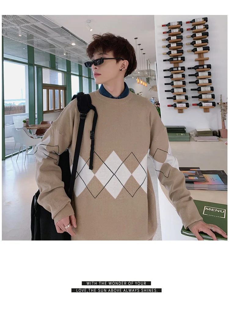 Свитер мужской 2019 Новый с круглым вырезом в полоску джемпер Мужская Корейская версия тренда Молодежный пуловер для студентов одежда