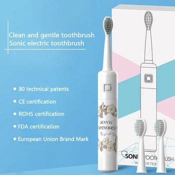 

Household Dental Electric Cleaning Brush Rechargeable Tooth Brushes With 2 Replacement Heads For Adults