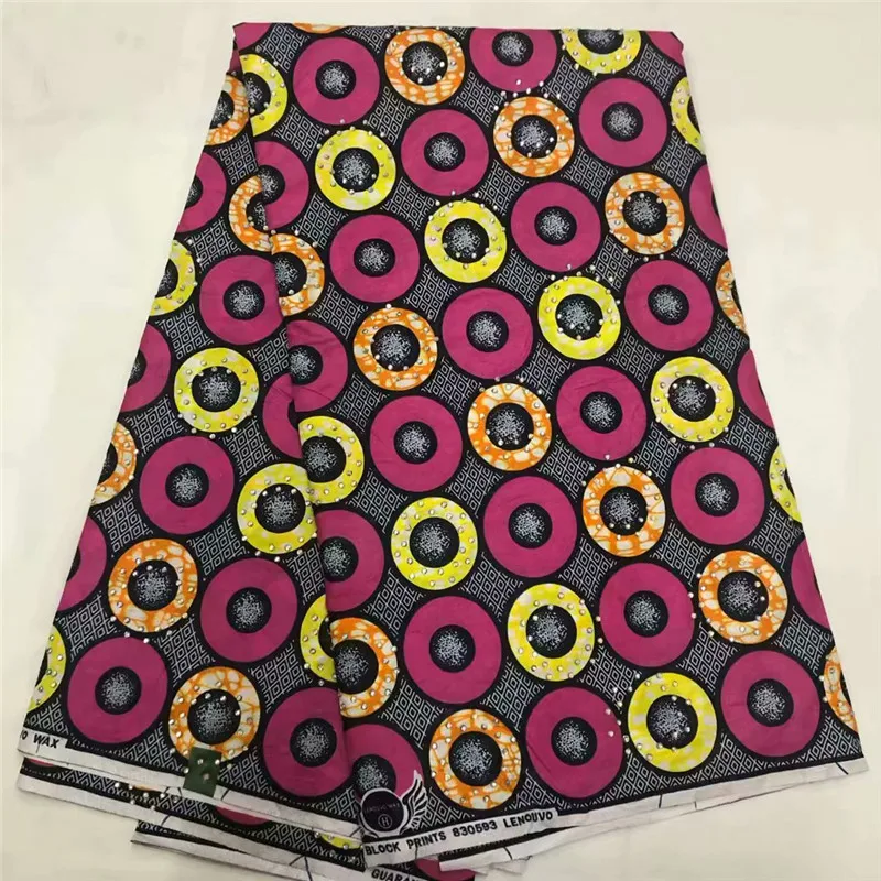 

Hot sale african fabric tissus wax african wax prints fabric with stone ankara fabric 6yards 100% cotton fabric for dress XM0901